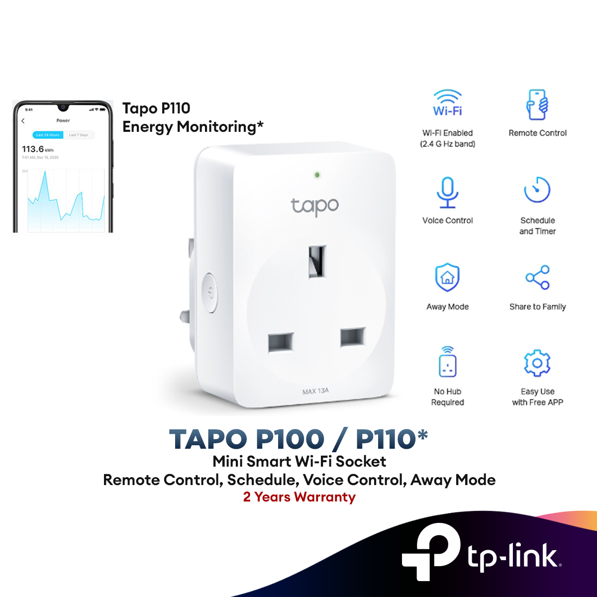 TP Link Tapo P100 P110 Mini Smart Home Wifi Socket Plug Remote
