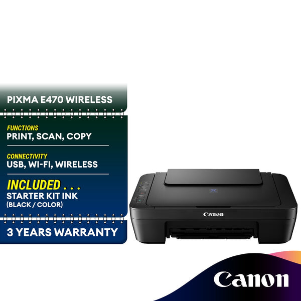 Canon PIXMA E470 Wireless All-In-One Inkjet Printer Similar with 2676 2776 2777 G3010 G3020 J200 T420W T520W L3210 L3250