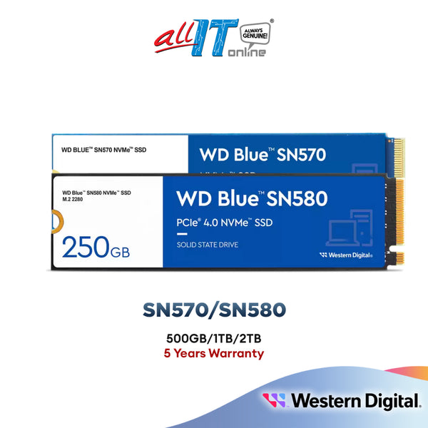 Western Digital WD Blue SN570 / SN580 M.2 2280 NVMe PCIe Gen 3 / 4 SSD Solid State Drive Gaming SSD (250GB/500GB/1TB/2TB)