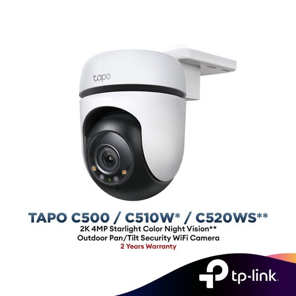TP-LINK Tapo C500 1080P FHD / C510W 2K 3MP / C520WS 2K QHD 4MP Starlight Color Outdoor Pan/Tilt Security Wi-F- Camera