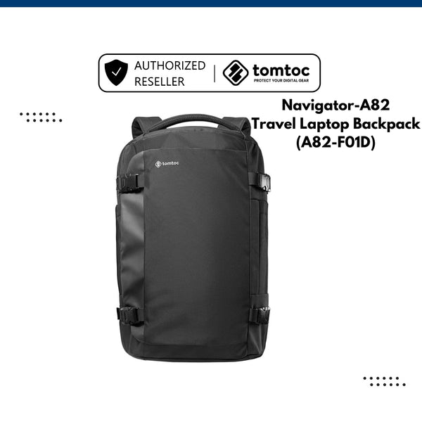 Tomtoc 17-Inch Travel Laptop Backpack Bag 40L- Black (A82-F01D) - Multi-Functional Compartments | Water-Resistant | TSA Friendly & Flight Approved