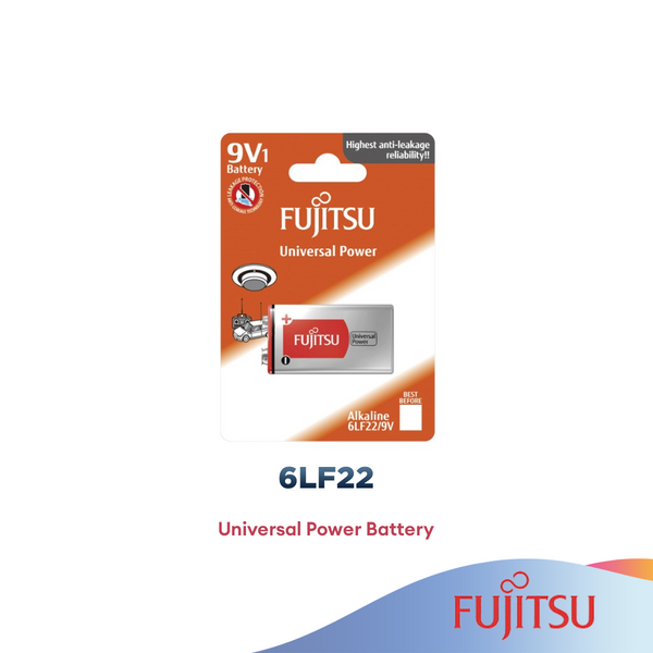 Fujitsu Alkaline Battery Universal Power 9V E Block - 6LF22(1B)FU-A/W-G