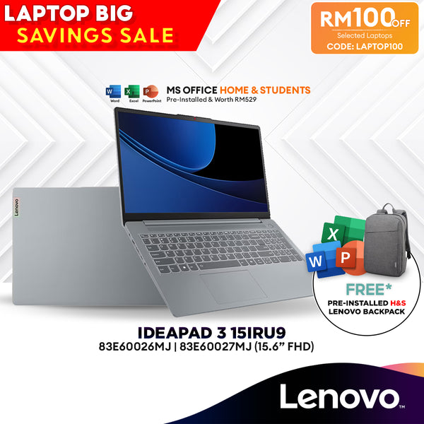 [LAPTOP100] Lenovo IdeaPad Slim 3 15IRU9 15.6" FHD Laptop (Intel® Core™ 5 120U | 16GB | 512GB SSD | Intel® Graphics | W11 | H&S)