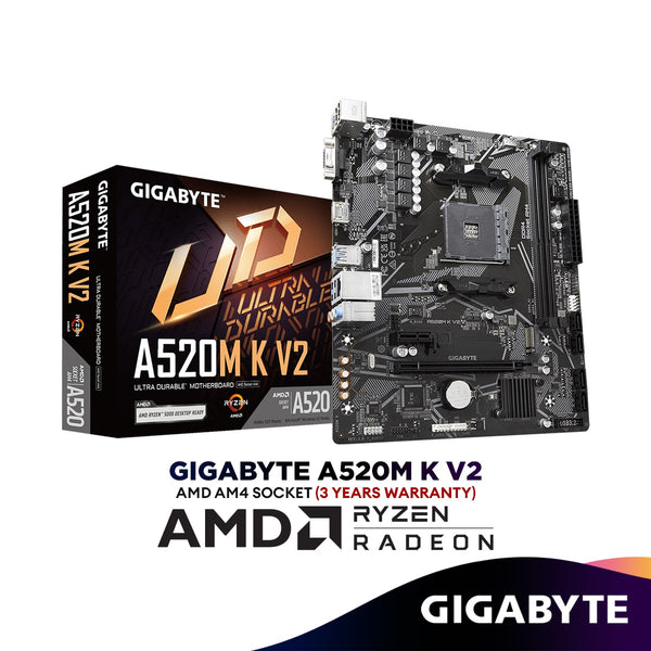 GIGABYTE A520M K V2 Rev1.1 Micro ATX (mATX) AMD Motherboard | AMD AM4 Socket