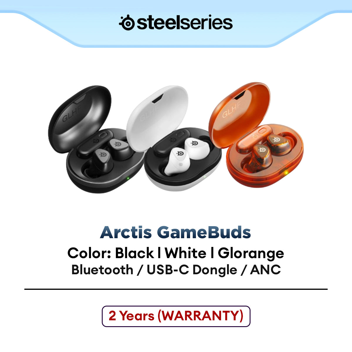SteelSeries Arctis GameBuds Wireless Bluetooth USB-C Gaming ANC