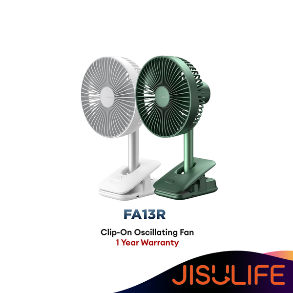 JISULIFE FA13R 8000mAh Upgraded Rotating Clip Fan Baby Stroller Clip Fan Desktop Fan Desk Clamp Table Fan