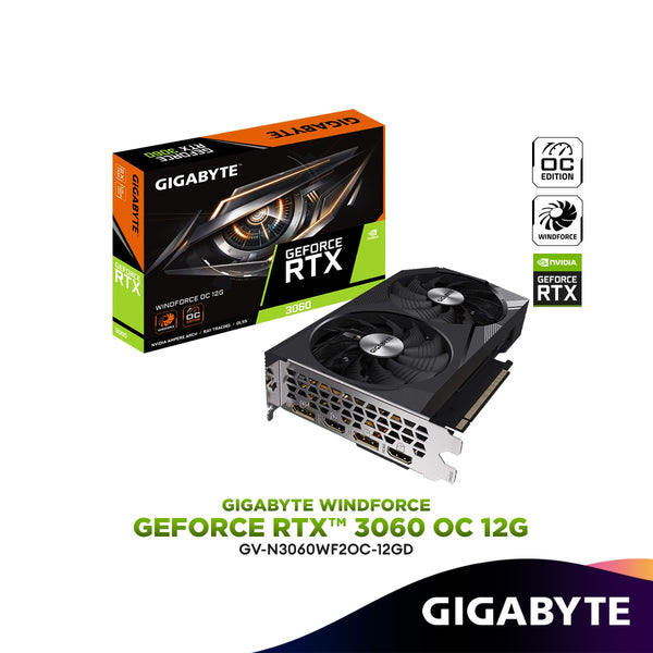 Gigabyte GeForce RTX 3060 WINDFORCE OC 12G GDDR6 Graphics Card | GV-N3060WF2OC-12GD
