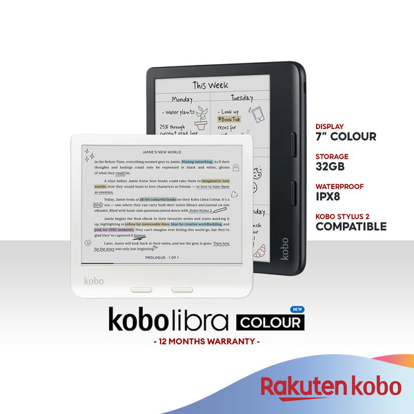 Rakuten Kobo Libra Colour 7-Inch Colour Display eReader | Touchscreen/ IPX8 Waterproof/ USB-C/ Wi-Fi