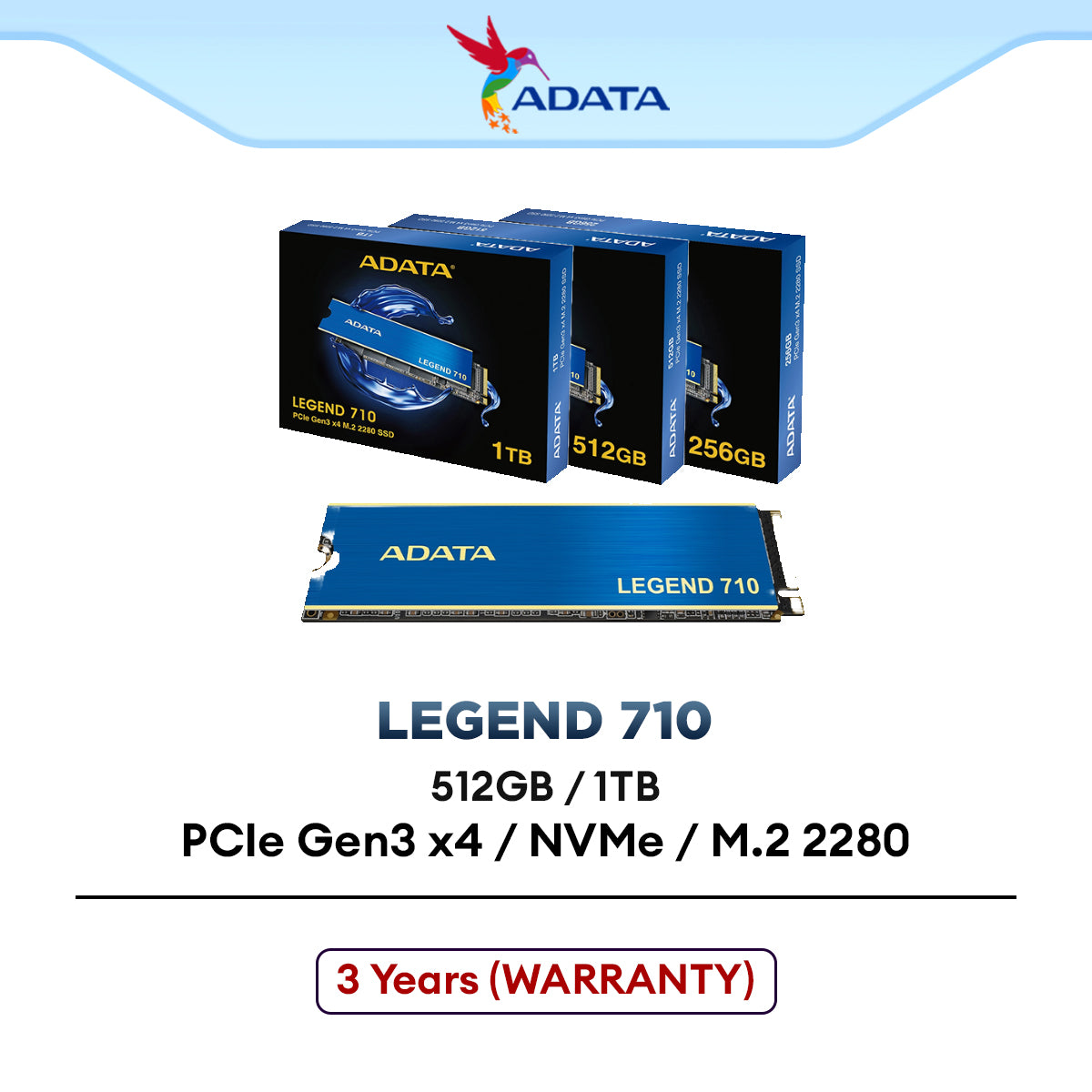 ADATA LEGEND 710 PCIe Gen3 x4 M.2 SSD 2280 Solid State Drive