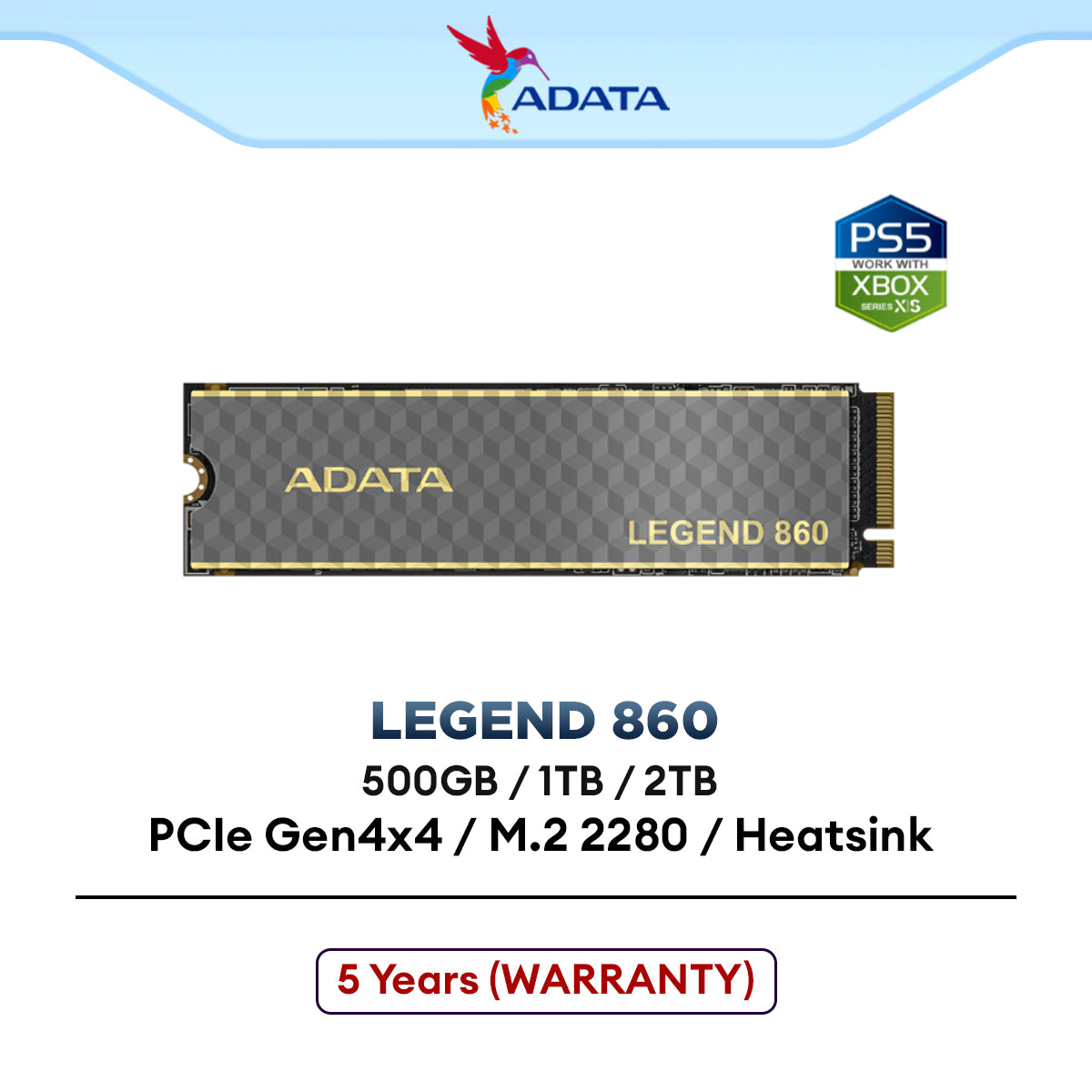 Adata SSD LEGEND 860 PCIE Gen4x4 M.2 2280 SSD (500GB / 1TB / 2TB