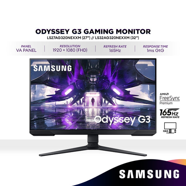 SAMSUNG Odyssey G3 Series 27" / 32" 165Hz Gaming Monitor | FreeSync Premium | VA Panel | LS27AG320NEXXM / LS32AG320NEXXM