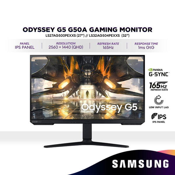 SAMSUNG Odyssey G5 G50A QHD 165Hz IPS HDR10 Gaming Monitor | G-Sync | LS27AG500PEXXS (27") / LS32AG504PEXXS (32")