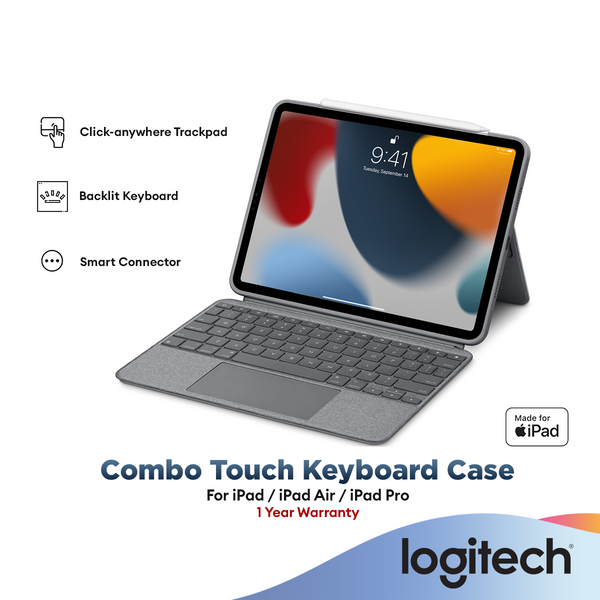 Logitech Combo Touch iPad 7th -10th Gen, iPad Pro 11", iPad Pro 12.9'', iPad Air 4th Gen Keyboard Case with Trackpad