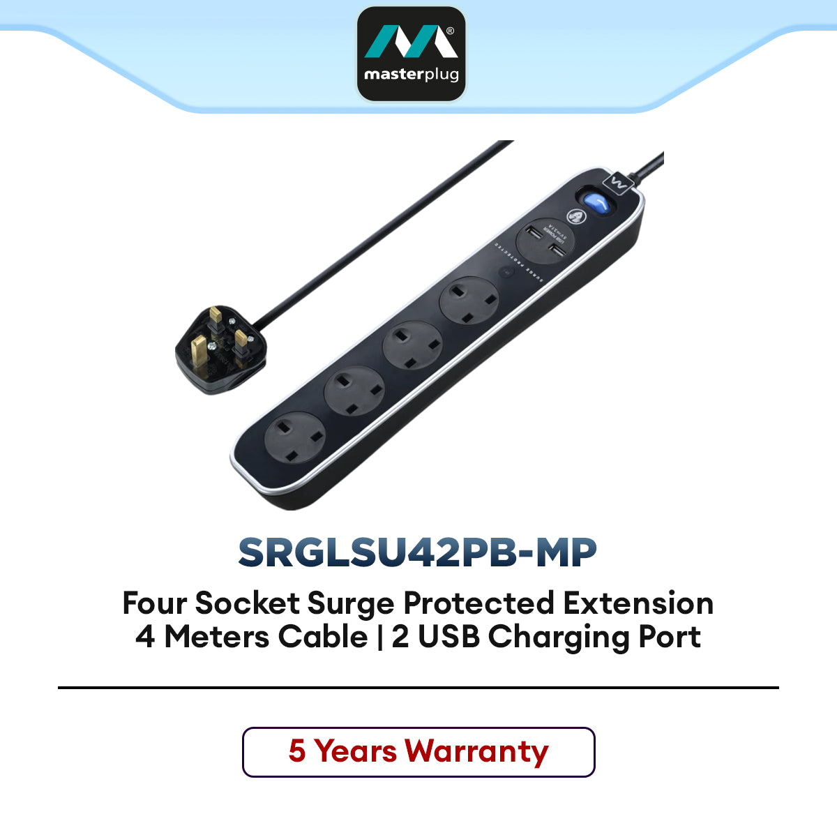 Masterplug Surge Protected Extension Lead with USB Charging for Home ...