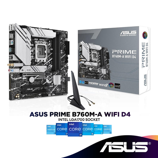 ASUS PRIME B760M-A WiFi D4 Micro ATX (mATX) Intel Motherboard | Intel LGA1700 Socket