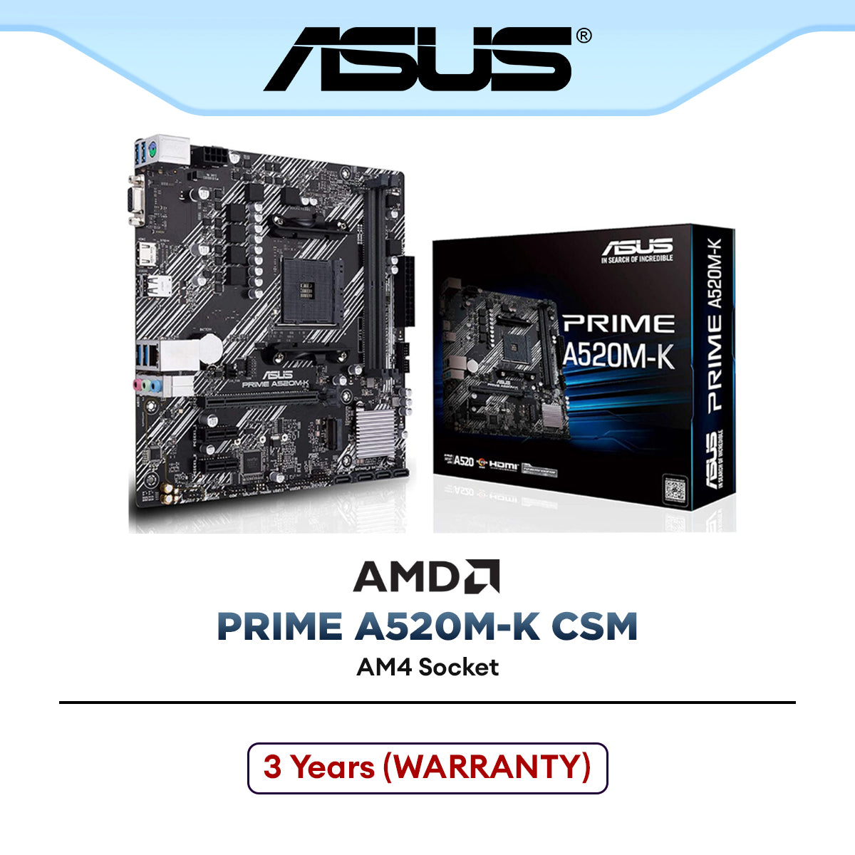 ASUS PRIME A520M-K/CSM Micro ATX (mATX) AMD Motherboard | AMD AM4