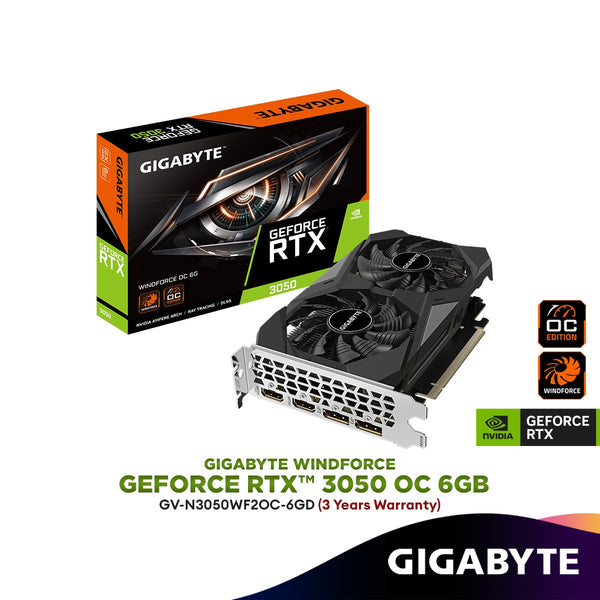 GIGABYTE GeForce RTX 3050 WINDFORCE OC 6GB GDDR6 Graphics Card | GV-N3050WF2OC-6GD