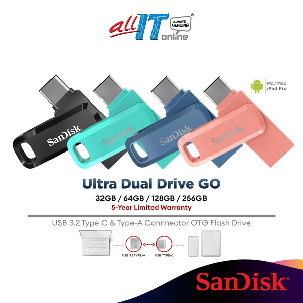 Sandisk Ultra Dual Drive USB Type-C ( Black / Blue / Peach / Mint Green) ( SDDDC3 G46 G46PC G46NB ) ( 32GB / 64GB / 128GB/256GB )