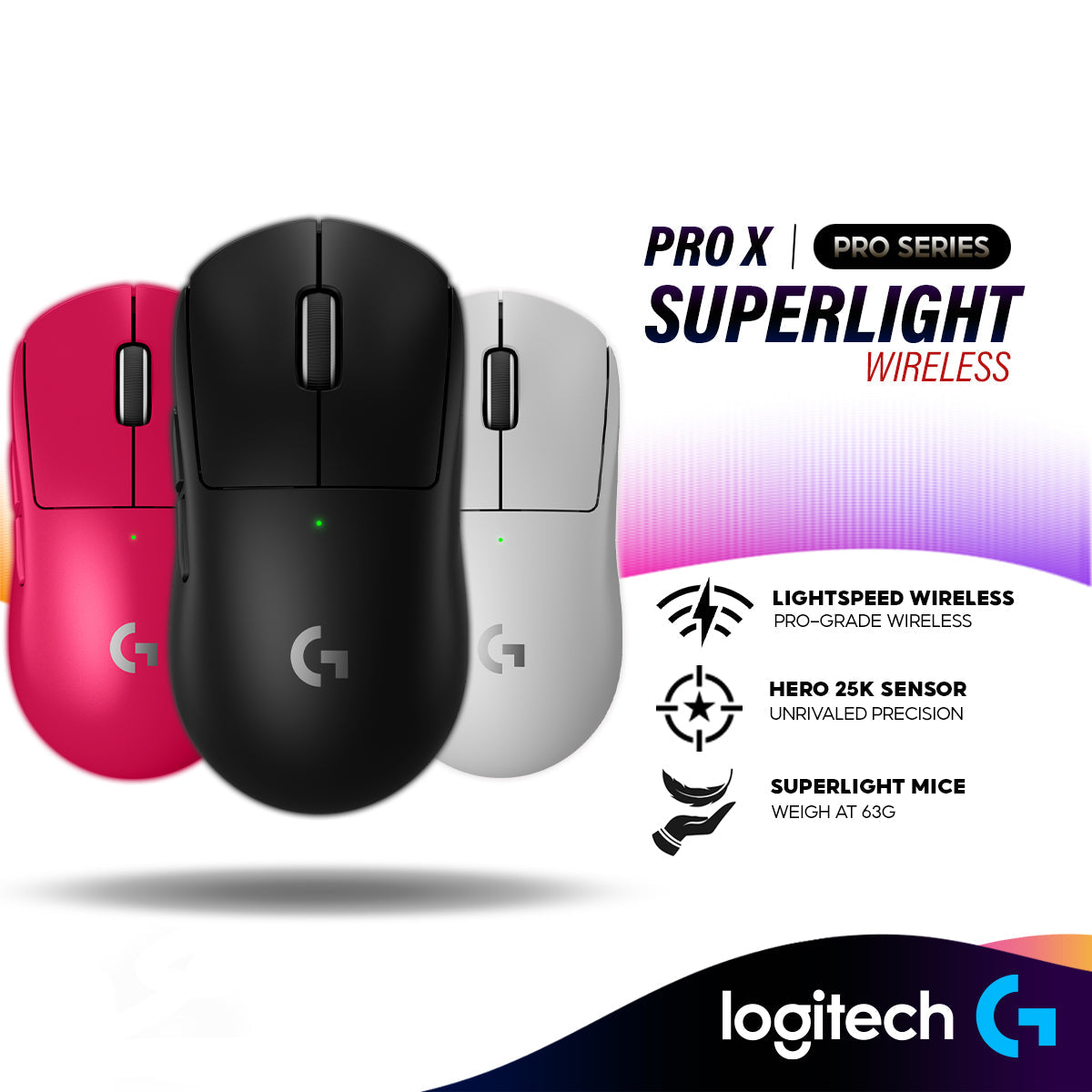 Logitech Pro X Superlight Wireless Gaming Mouse with HERO 25K