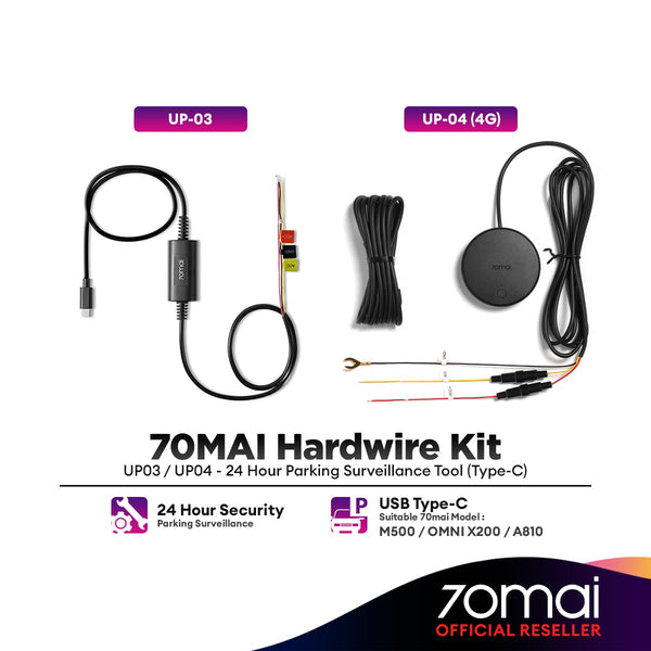 70mai Hardwire Kit UP03 / UP04 (4G) For 24 Hours Parking Surveillance / Real-Time Monitoring & 4G Connectivity