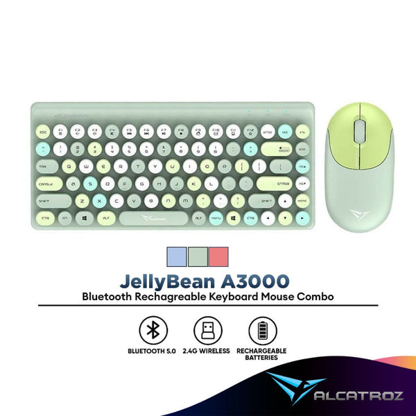 Alcatroz JellyBean A3000 Bluetooth Rechagreable Keyboard Mouse Combo | Wireless 2.4G
