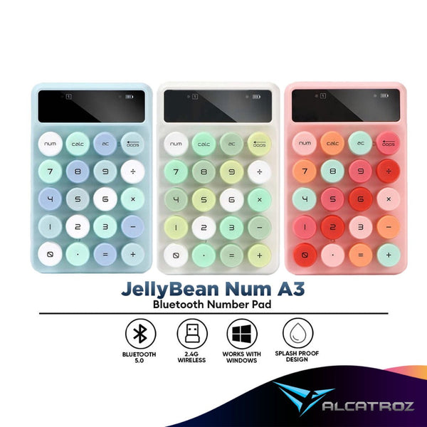 Alcatroz JellyBean Num A3 Bluetooth Number Pad | 2.4G Wireless | Free Rechargeable Battery