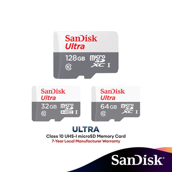 SanDisk Ultra Class 10 UHS-I microSD Memory Card  - (32GB/64GB/128GB)(Max R: 100MB/s)(SDSQUNR) NO SD ADAPTER