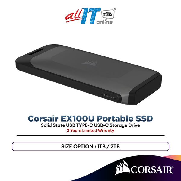 Corsair EX100U Portable SSD USB TYPE-C USB-C Storage Drive 1TB / 2TB External Solid State Drive