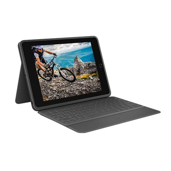 Logitech Rugged Folio for iPad (7th/8th/9th Gen.) Protective Keyboard Case, Smart Connector- Graphite (920-009458)