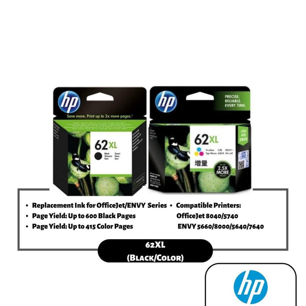HP 62XL Ink Cartridge (Black/Color)