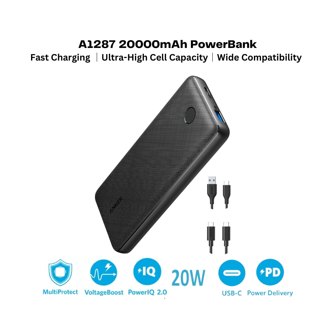 Anker Powerbank Fast Charging PowerCore Powerbank 20000mah Portable Charger  USB C Power Bank Anker Charger A1287
