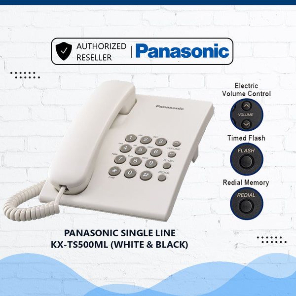 PANASONIC Single Line Wall Mountable Phone KX-TS500ML (White/Black)