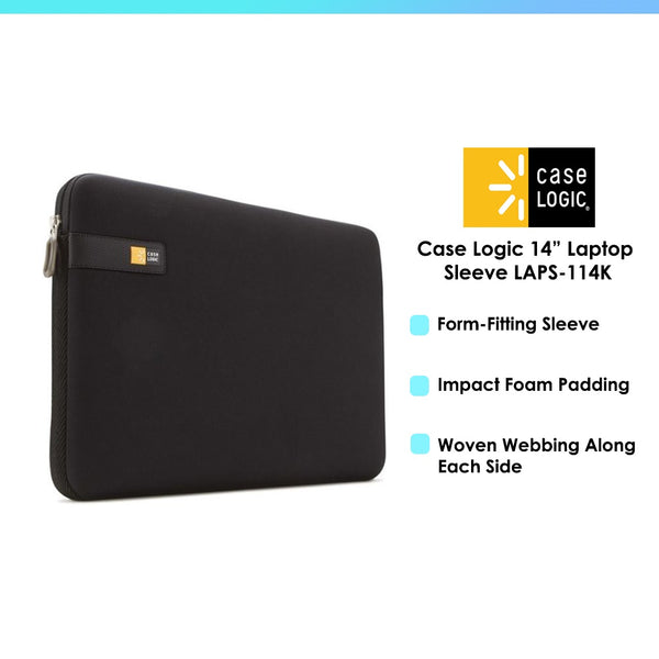 Case Logic Laptop Sleeve Black For (11.6"/13.3"/14")