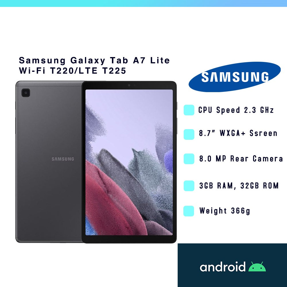 Samsung Galaxy Tab A7 Lite 2021 WiFi (T220)/LTE(T225) (Grey/ Silver) –  ALL IT Hypermarket