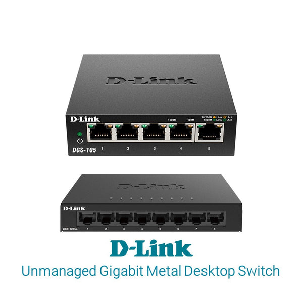 D-Link ( DGS-105GL / DGS-108GL ) Unmanaged Gigabit Metal Desktop Switch