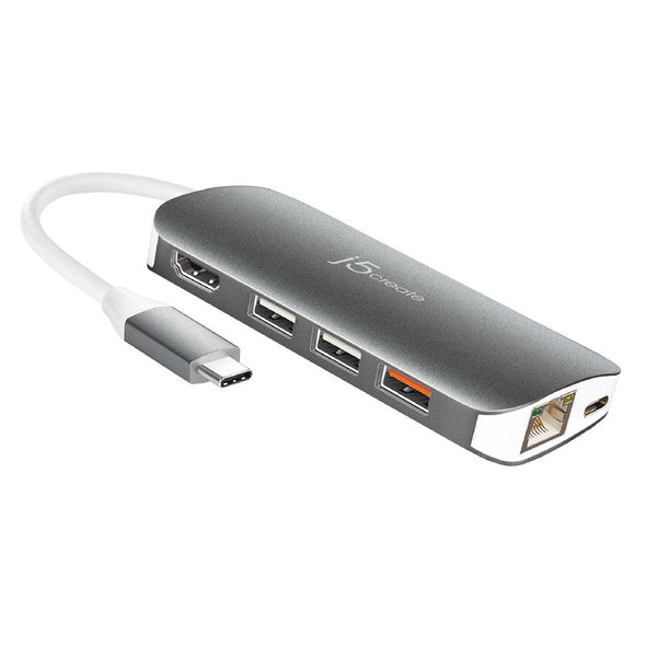 J5Create USB-C Type-C to HDMI 4K / USB 3.0 / SD & microSD Card Reader / Gigabit Ethernet 9-in-1 JCD383