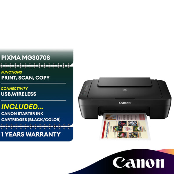 Canon PIXMA MG3070S Wireless Printer Inkjet Printer Print Scan Copy