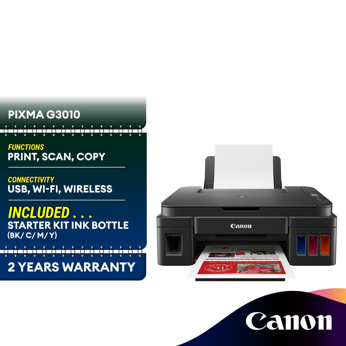 Canon PIXMA G3010 Refillable Ink Tank Wireless All-In-One Printer Inkj ...