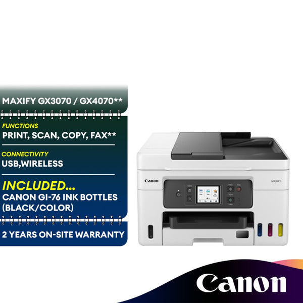 Canon Maxify GX3070 / Canon Maxify GX4070 All-in-One Wireless Inkjet Printer with Fax Auto Duplex Print for Businesses