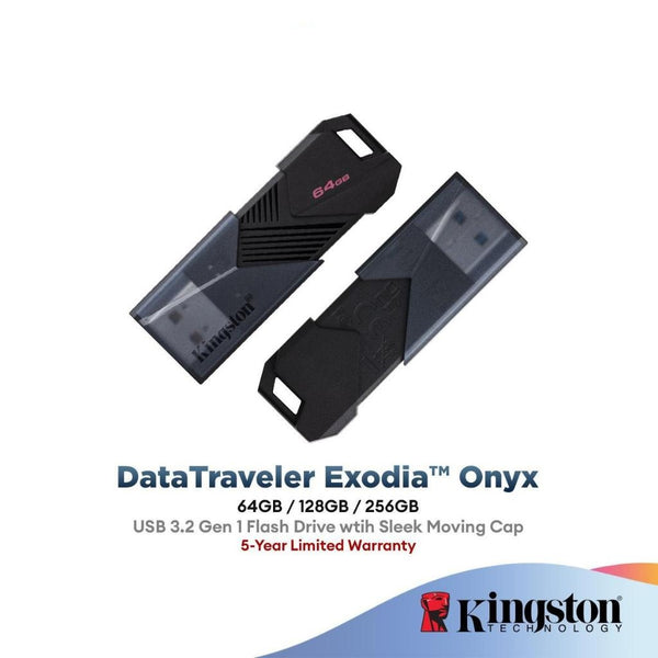 Kingston Pendrive DataTraveler Exodia Onyx DTXON USB 3.2 Gen1 Flash Drive wtih Sleek Moving Cap (64GB/128GB/256GB)