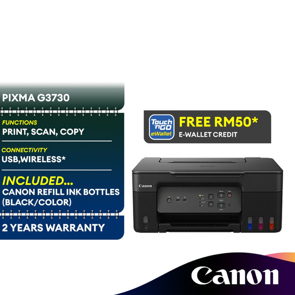 Canon Pixma G3730 All-in-One Wireless Inkjet Printer with Low-cost Ink Bottles Print Scan Copy Borderless Printing