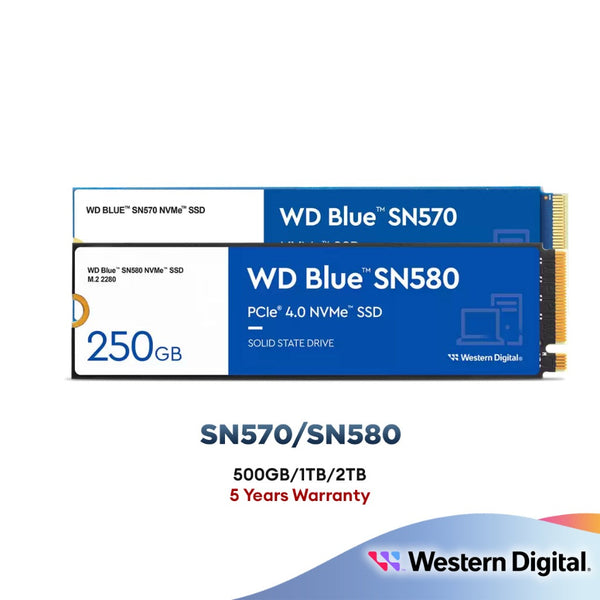 Western Digital WD Blue SN570 / SN580 M.2 2280 NVMe PCIe Gen 3 / 4 SSD Solid State Drive Gaming SSD (250GB/500GB/1TB/2TB)