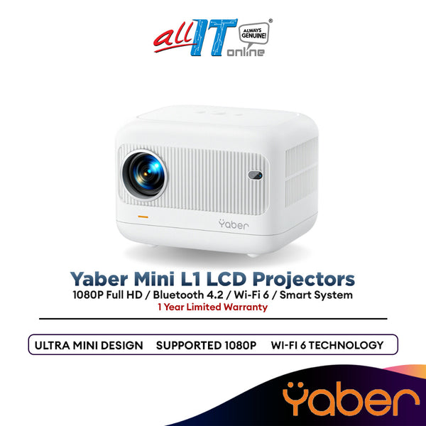 Yaber Mini L1 LCD Projectors 1080P Full HD Bluetooth 4.2 Wi-Fi 6 Smart System 250 ANSI Lumens 5W X 1 Speaker