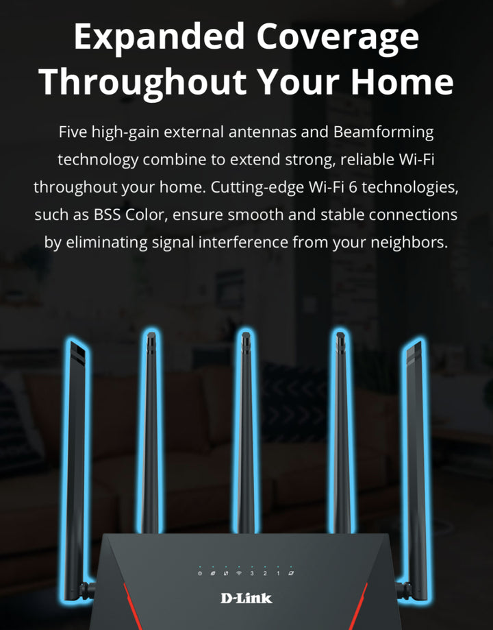 Ax3000 D Link Router D-Link DIR-X3000Z AX3000 High Gain Antennas Mesh Wireless WiFi 6 Route ...