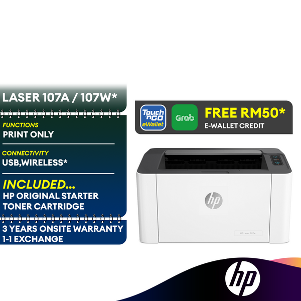 HP Laser 107a 4ZB77A / HP Laser 107w 4ZB78A Monochrome Wireless Printer (USB/ Wi-Fi/ Wireless)