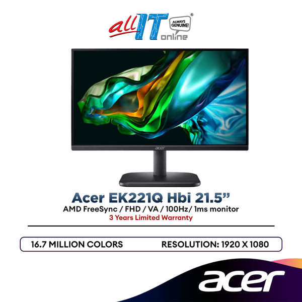 Acer EK221Q Hbi 21.5"/ AMD FreeSync / FHD / VA / 100Hz/ 1ms monitor