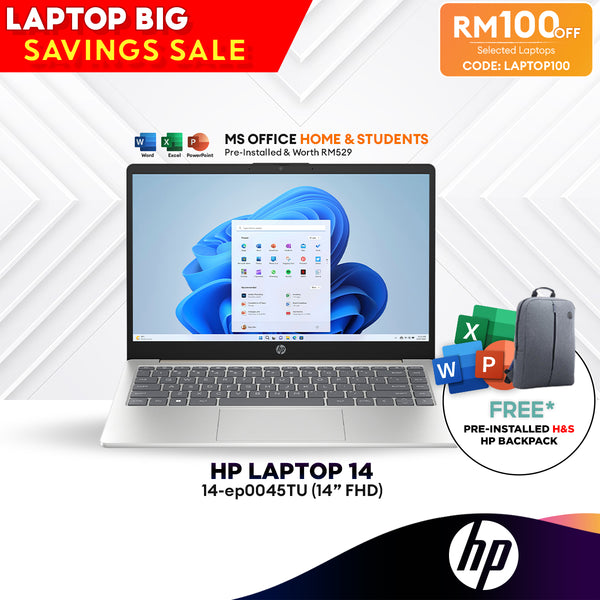 [LAPTOP100] HP 14-ep0044TU/ep0045TU Laptop with Latest Processor (Intel® Core™ i5-1335U, 8GB+512GB, Free Microsoft Office)