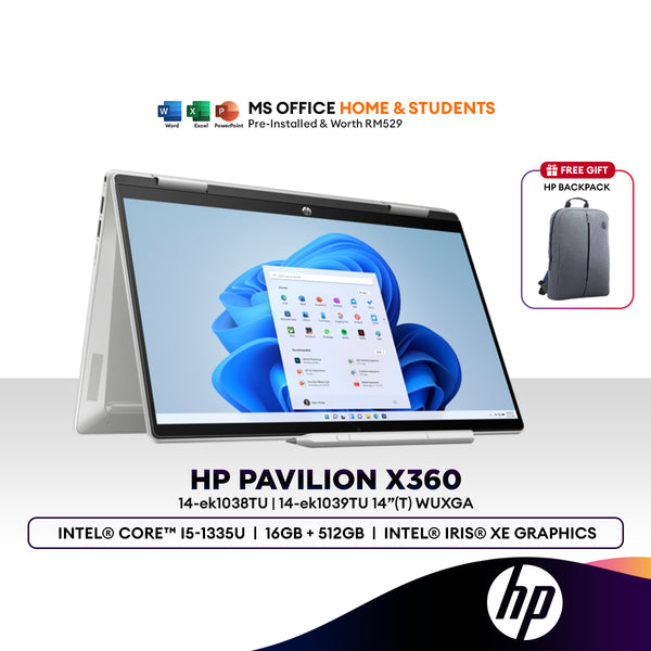 HP Pavilion X360 14" 2-in-1 Laptop (Intel® Core™ i5-1335U | 16GB | 512GB SSD | Intel® Iris® Xᵉ Graphics | H&S)