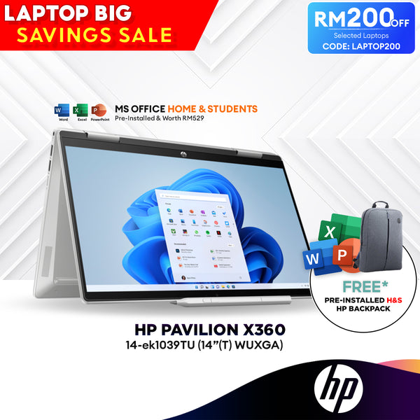 [LAPTOP200] HP Pavilion X360 14" 2-in-1 Laptop (Intel® Core™ i5-1335U | 16GB | 512GB SSD | Intel® Iris® Xᵉ Graphics | H&S)