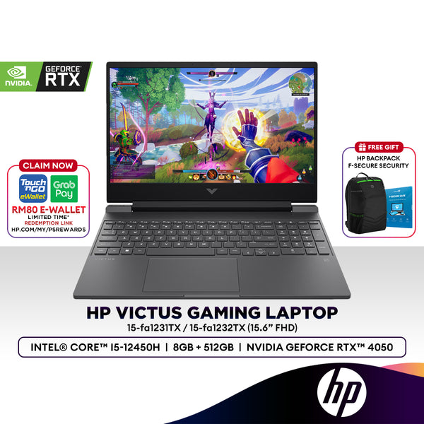 HP Victus 15-fa1231/32TX 15.6" FHD 144Hz Gaming Laptop (Intel® Core™ i5-12450H | 8GB | 512GB SSD | GeForce RTX™ 4050)